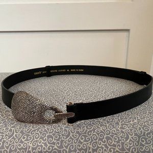Chicos Black Leather Belt Sz ML
